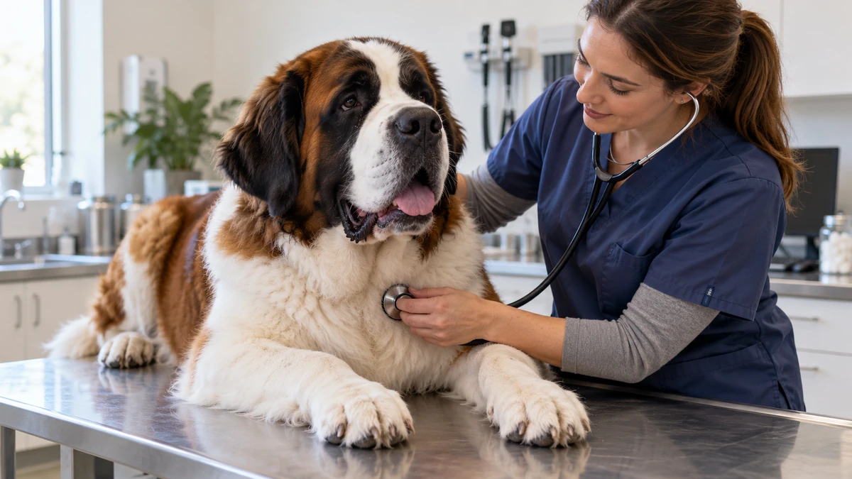 Saint Bernard köpek — veteriner kontrolü