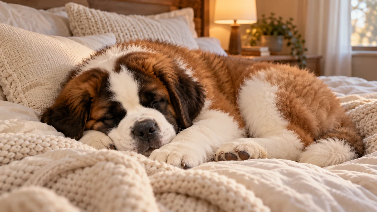 Saint Bernard ilan — uyuyan Saint Bernard yavru ilan fotoğrafı